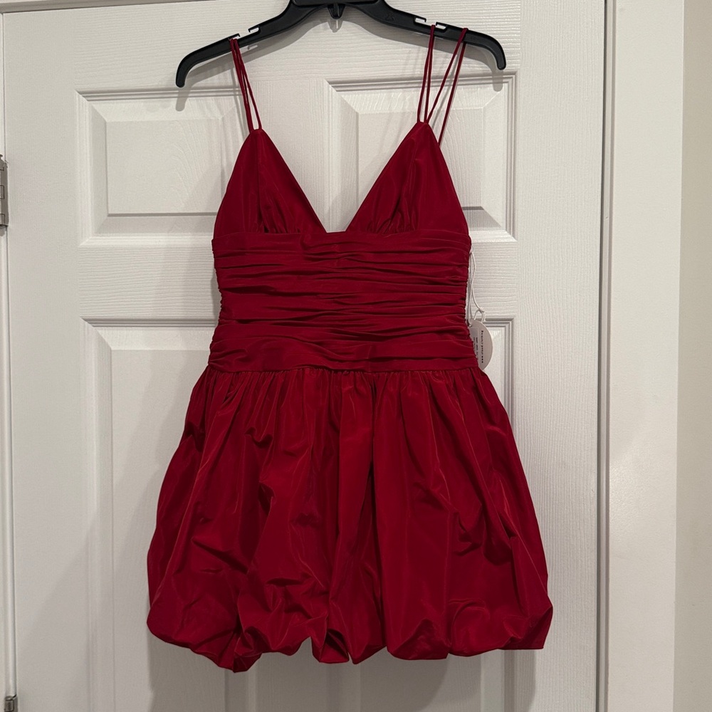STAUD Red Ruched Mini Dress - Picture 7 of 12